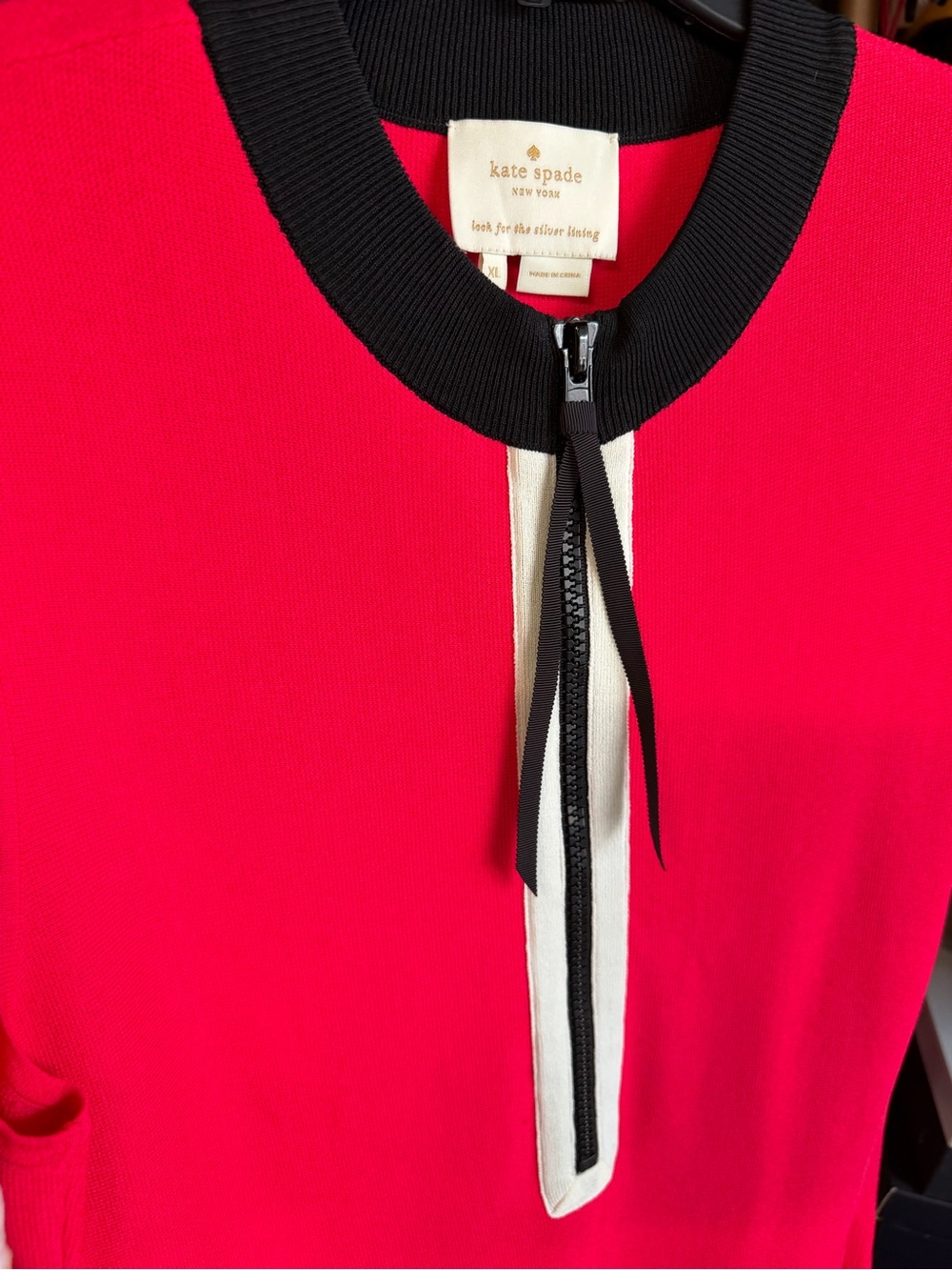 kate spade Hot Pink Sleeveless A-Line Dress with Black & Cream Trim - Picture 4 of 8